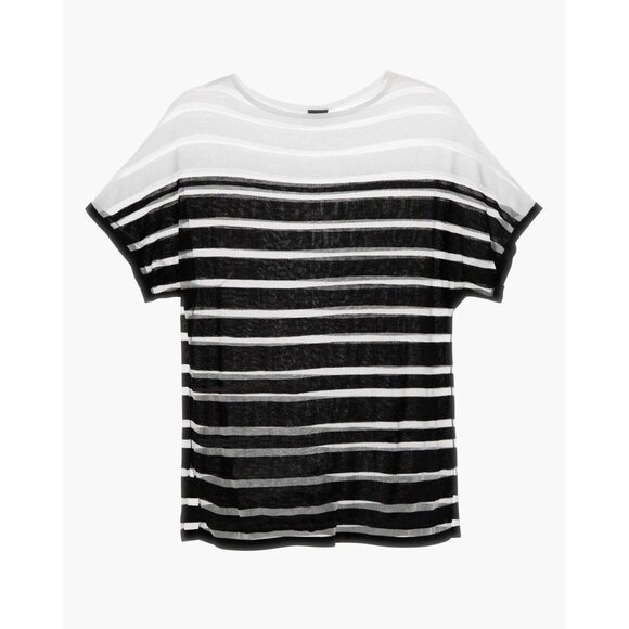 Chico's Shirt Size 0 Small NWT Travelers Stripe Dolman Top Black/White Oversized - Picture 13 of 15